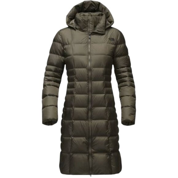 The North Face Women’s Metropolis II Olive Green Hooded 550 Down Quilted Parka - Picture 1 of 7